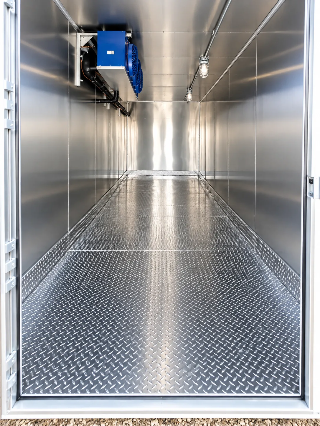 Indiana 12 ft commercial refrigeration trailer stainless-steel interior