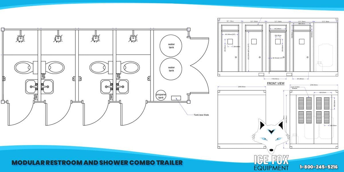 MODULAR RESTROOM AND SHOWER COMBO TRAILER